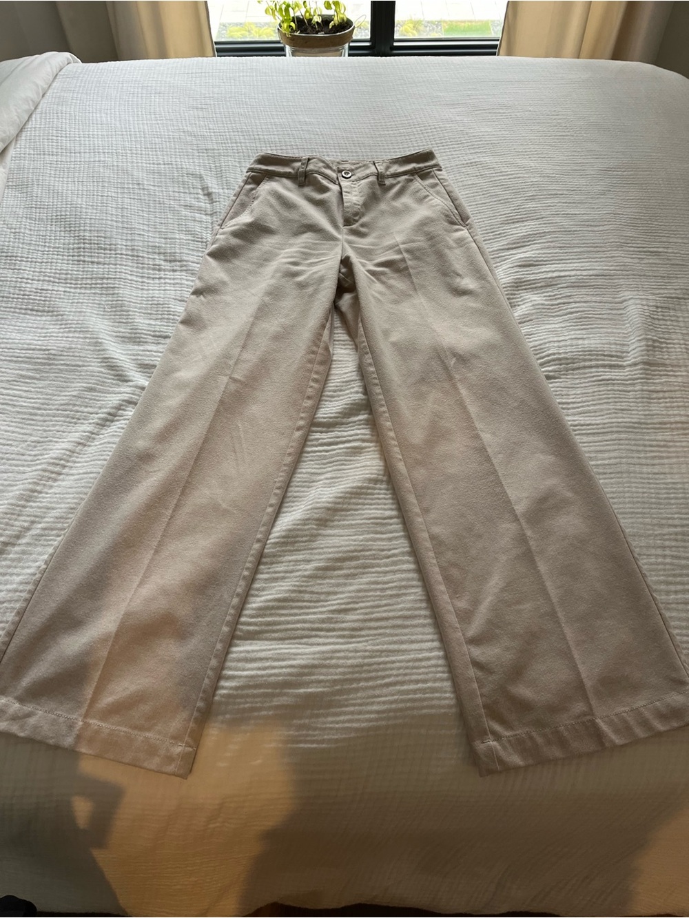 Wide-Leg Women's Trousers in Light Beige